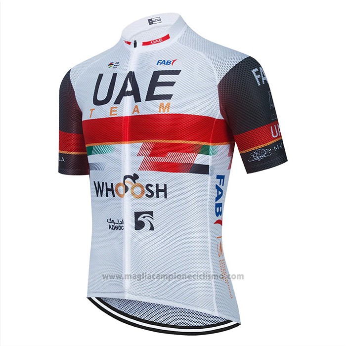 2021 Abbigliamento Ciclismo UAE Bianco Manica Corta e Salopette